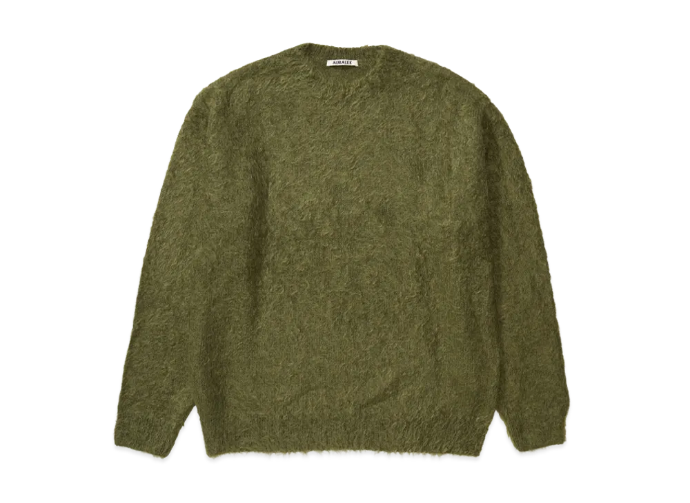 AURALEE Brushed Super Kid Mohair Knit P/O "Olive"