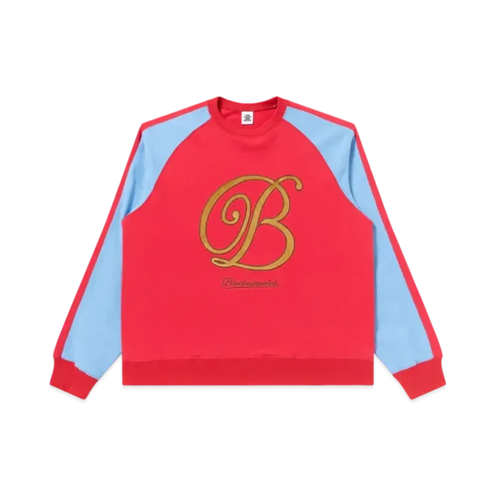 Black Eye Patch B Emblem 2 Tone Raglan Crew Sweat "Red"