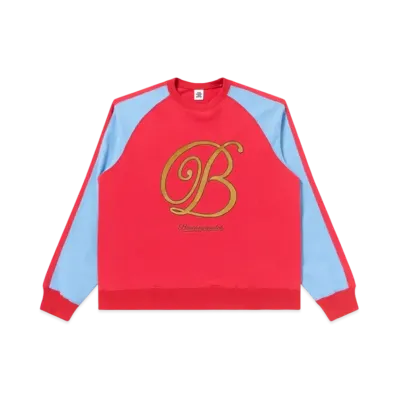 Black Eye Patch B Emblem 2 Tone Raglan Crew Sweat "Red"