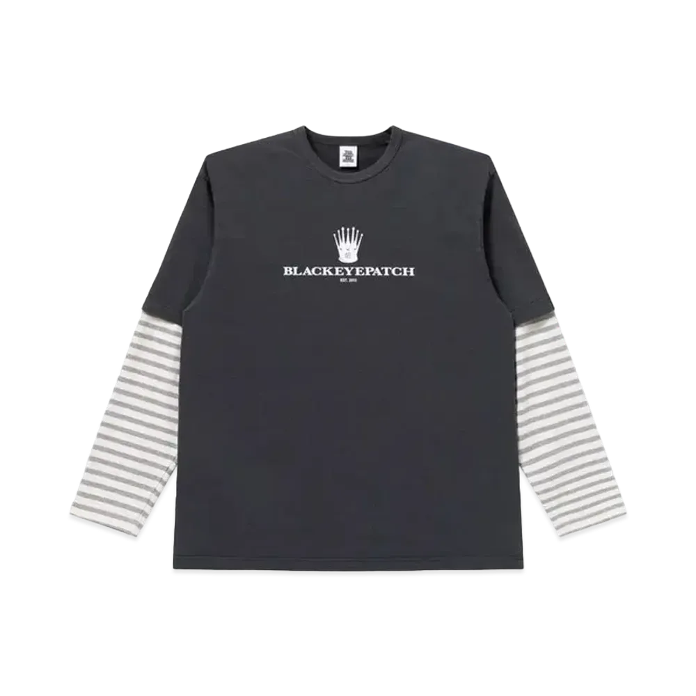 BlackEyePatch Royal Crown Logo Layered L/S Tee "Charcoal"