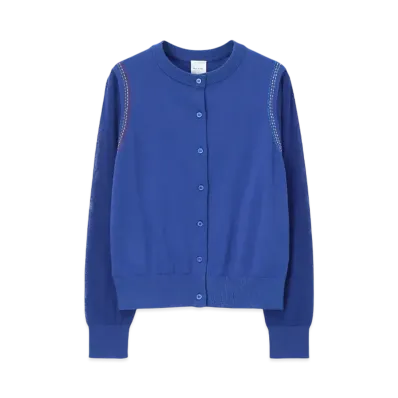 Paul Smith Womens Color Stitch Sheer Cardigan "Blue"