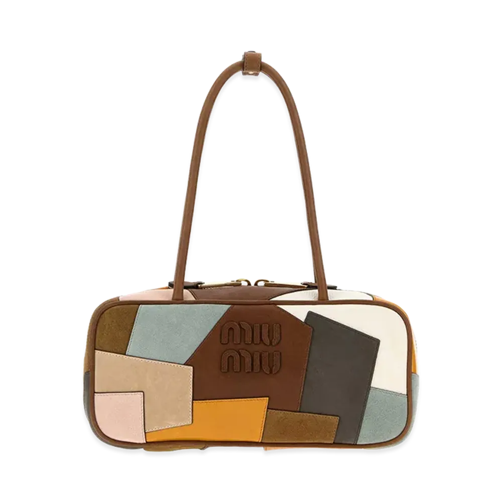 MIU MIU Women's Leather and Suede Shoulder Bag "Brown/Multicolor"