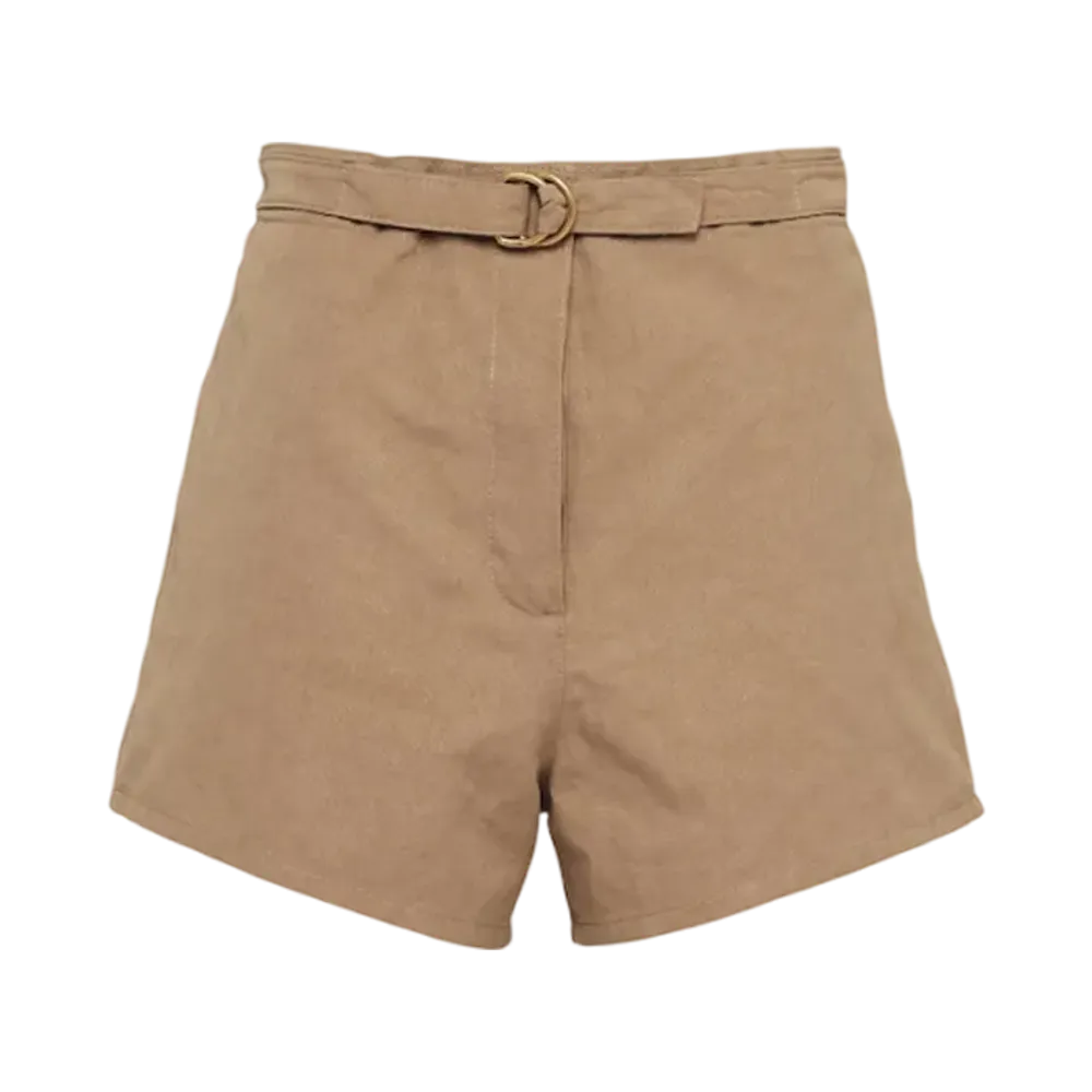 PRADA Panama Cotton and Linen Shorts "Hazelnut"