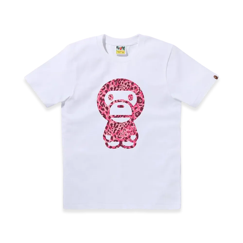 A BATHING APE Wild Leopard Pattern Big Baby Milo Tee "White"