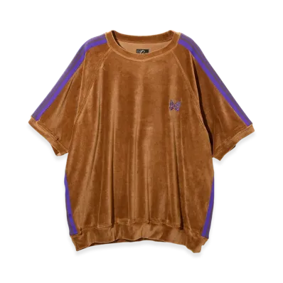 NEEDLES S/S Track Crew Neck Shirt - C/PE Velour "Mocha"