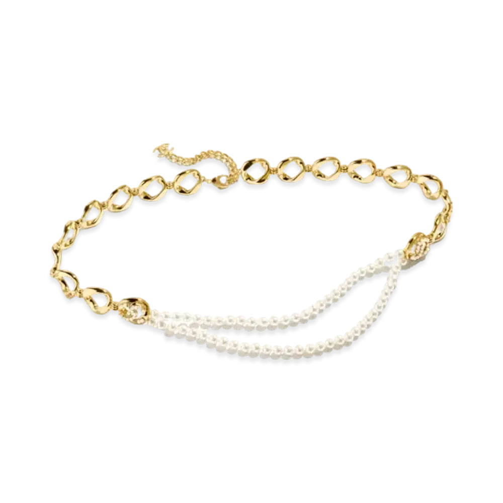 CHANEL Chain Belt Metal, Glass Pearls & Strass "Gold/Pearly White/Crystal"