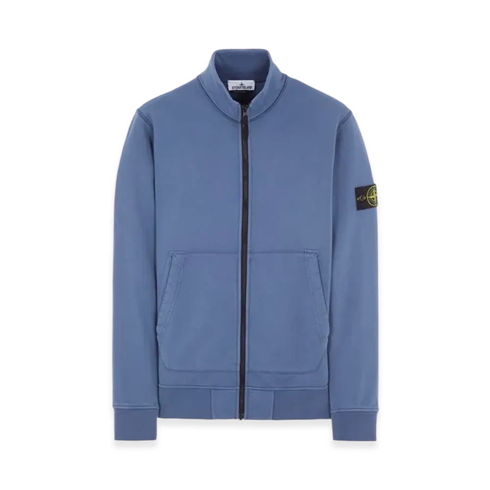Stone Island 64351 Cotton Fleece Garment Dyed Track Top - 24SS "Avio Blue"
