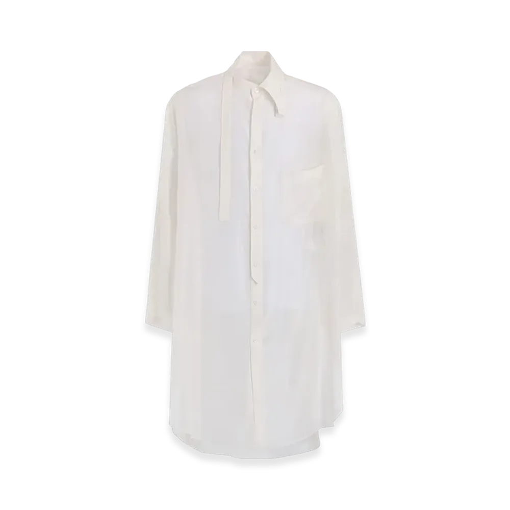 Yohji Yamamoto POUR HOMME 10M Silk Asymmetry Collar Shirt "Off White"