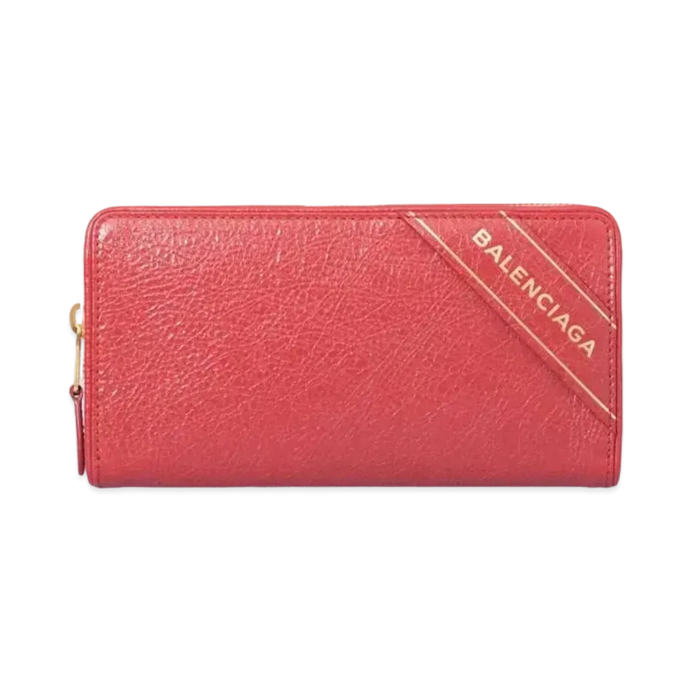 BALENCIAGA Logo Zip Around Wallet "Red"