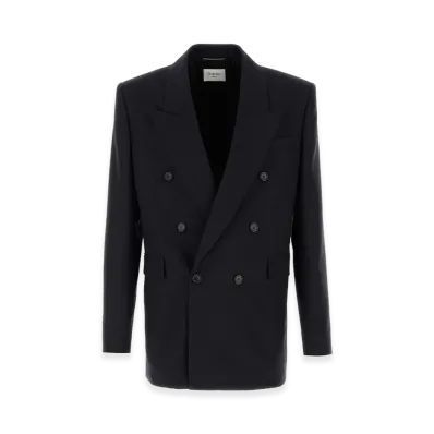 Saint Laurent Dark Blue Wool Blazer "Blue"