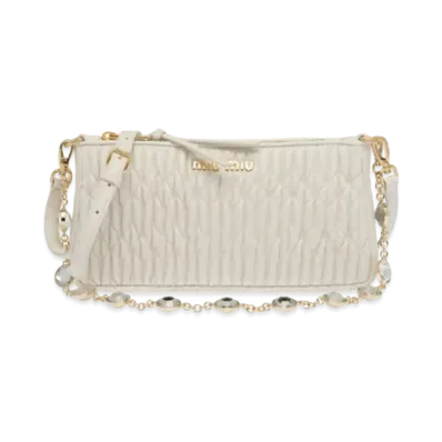 MIU MIU Nappa Crystal Shoulder Bag "White"