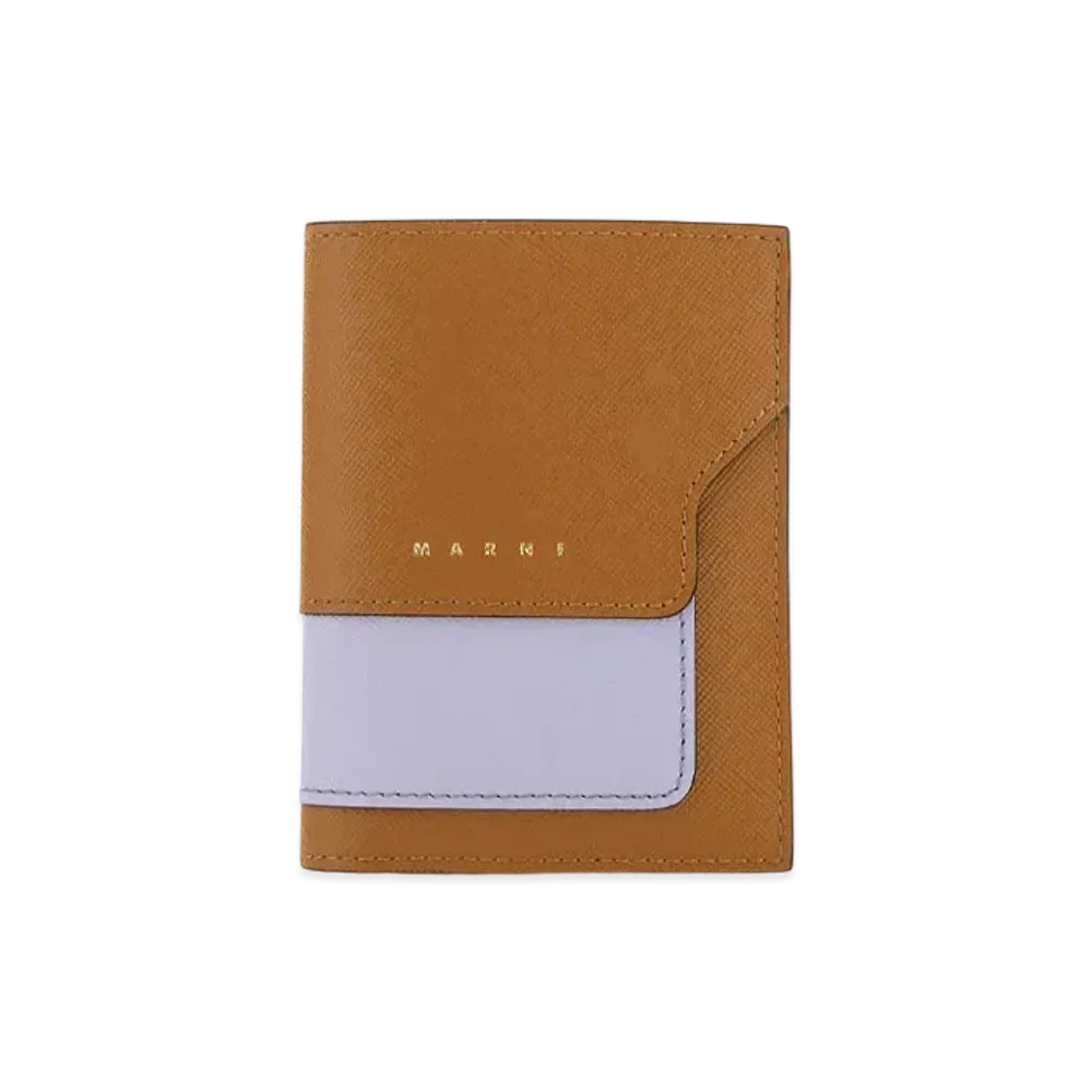 Marni Brown Lilac And Black Bi-Fold Saffiano Wallet "Dijon/Lilac/Black"