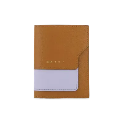 Marni Brown Lilac And Black Bi-Fold Saffiano Wallet "Dijon/Lilac/Black"