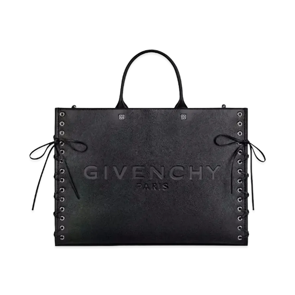GIVENCHY Medium G-Tote Shopping Bag In Corset Style Leather "Black"