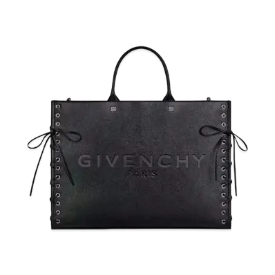 GIVENCHY Medium G-Tote Shopping Bag In Corset Style Leather "Black"