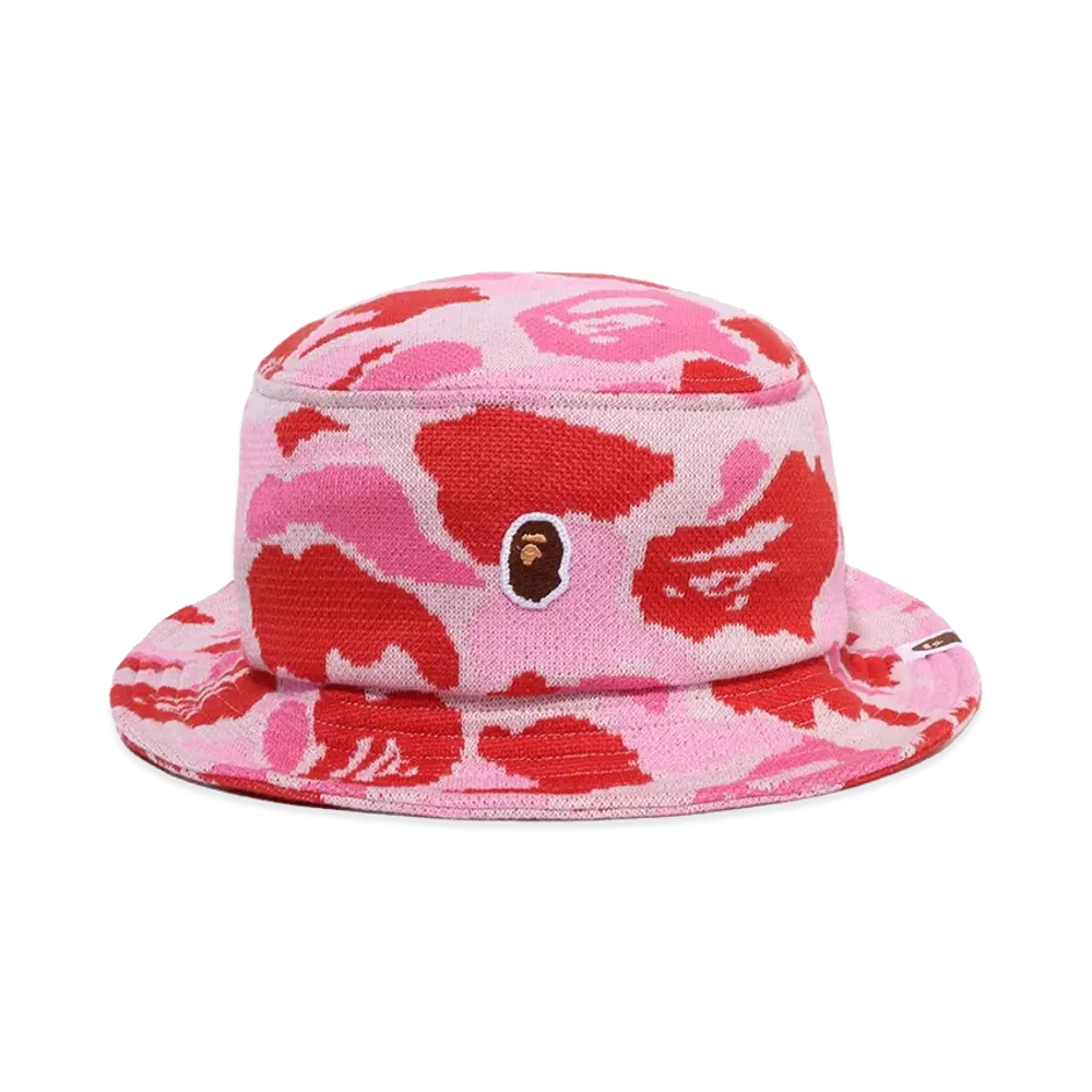 A BATHING APE One Point ABC Camo Jacquard Knit Bucket Hat "Pink"