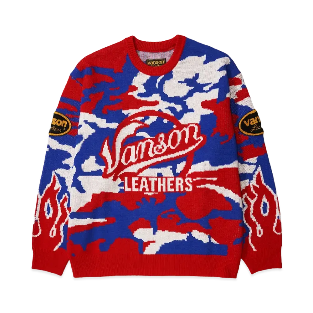 Supreme x Vanson Leathers Sweater "Red Camo"