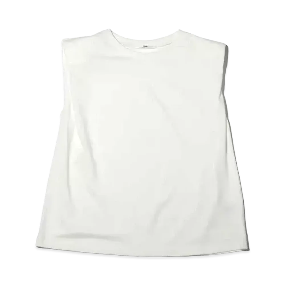 atmos pink Shoulder Pad Sleeveless Tops "White"