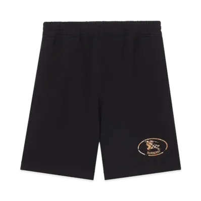 Burberry Check Knight Stamp Cotton Shorts "Black"