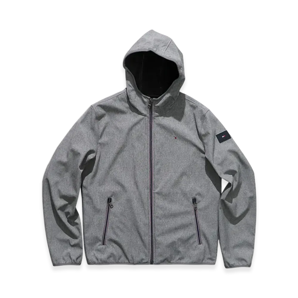 TOMMY HILFIGER Softshell Hooded Full-Zip Jacket "Heather Grey "
