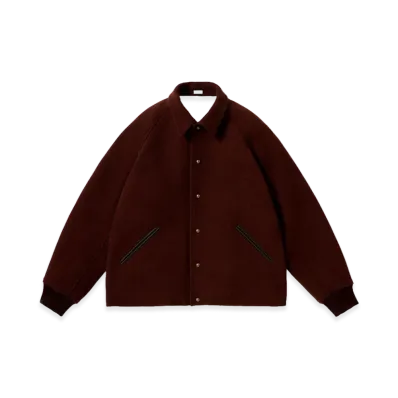 A.PRESSE High Twist Cashmere Melton Coach Jacket "Burgundy"