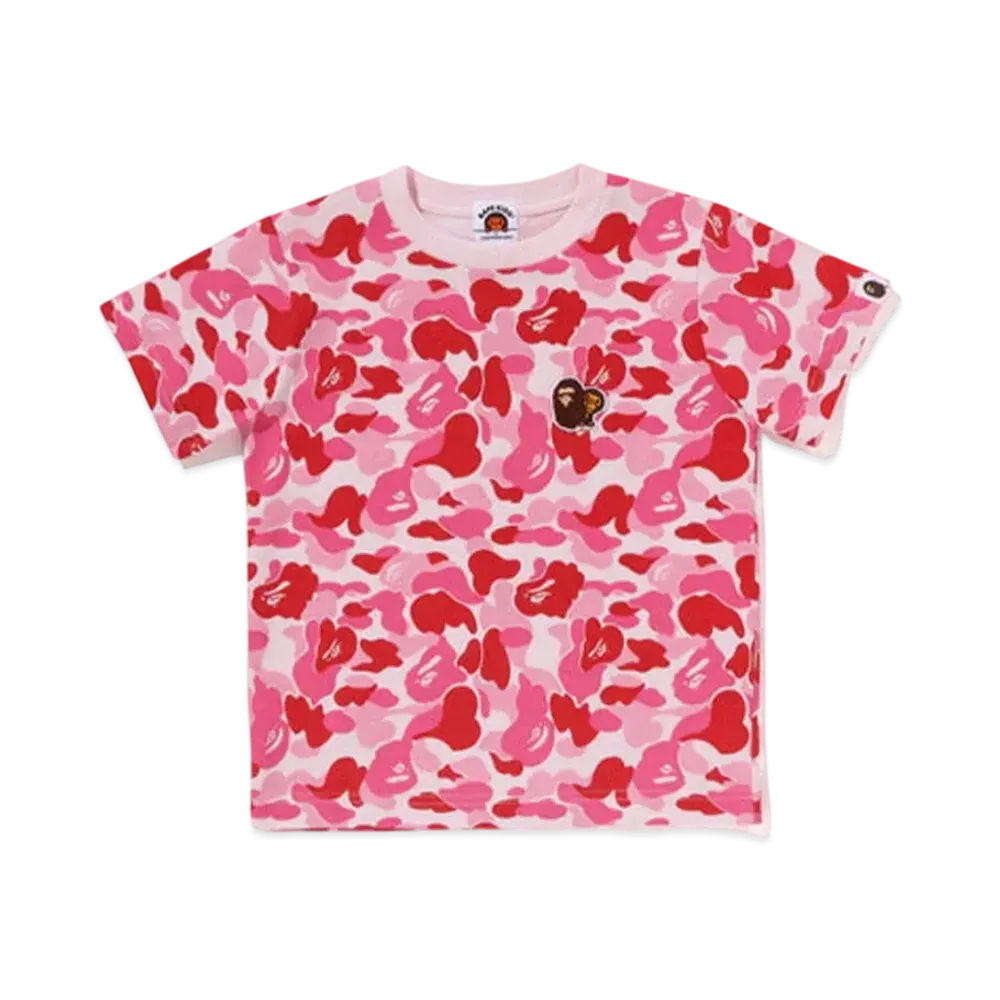 A BATHING APE Abc Camo Ape & Milo One Point Tee "Pink"