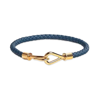 Hermes Jumbo H Bracelet "Navy/Gold"