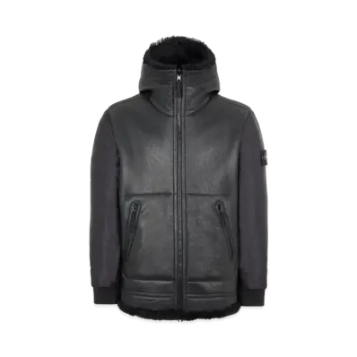 Stone Island 00197 SHEEPSKIN + NYLON RASO QUILTED WITH PRIMALOFT INSULATION TECHNOLOGY_REVERSIBLE PIECE "Black"