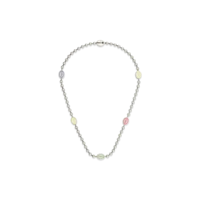 GUCCI Interlocking G Bull Chain Necklace Enamel "Multicolor"