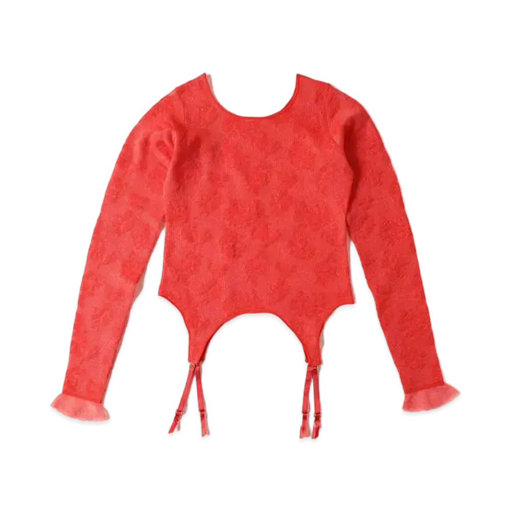 BEAMS COUTURE LINGERIE Lace Knit Garter Belt "Red"