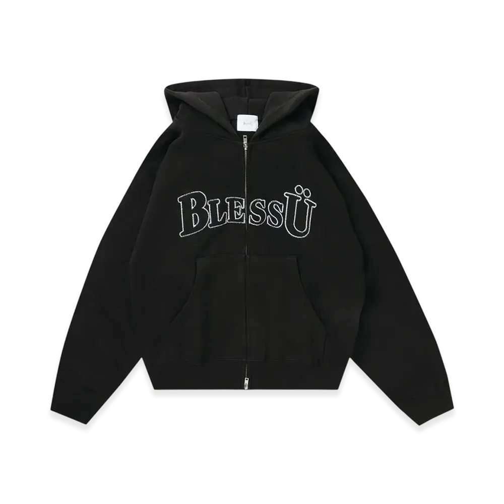 BLESS U BU OG Logo Zip Up Hoodie "Black"