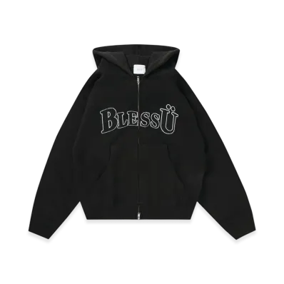 BLESS U BU OG Logo Zip Up Hoodie "Black"