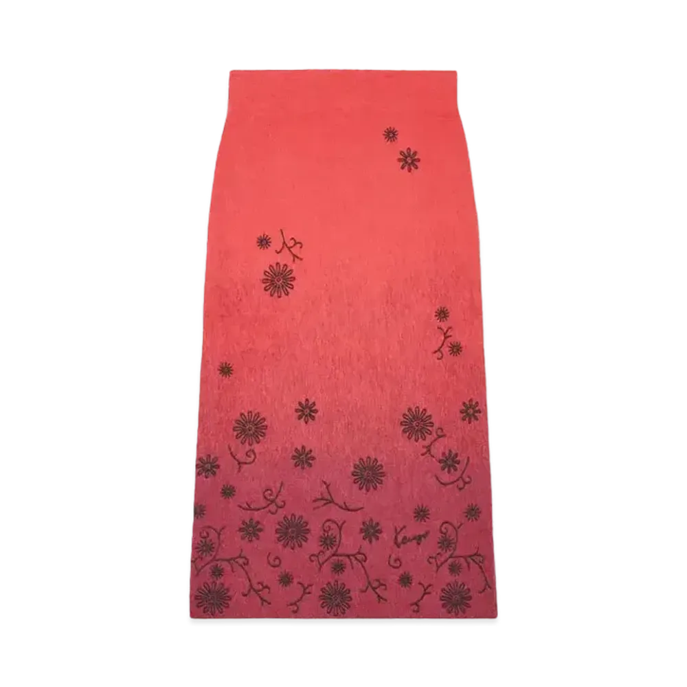 KENZO 'MARGUERITE' Embroidery Skirt "Cherry"