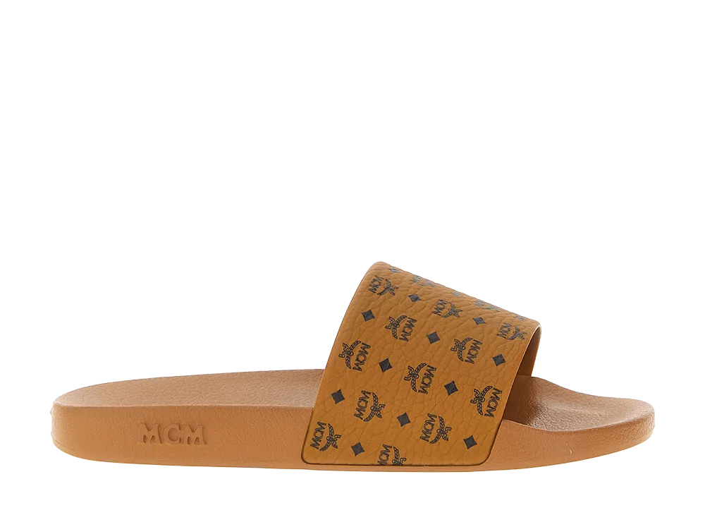 MCM All-Over Monogram Slides "Brown"