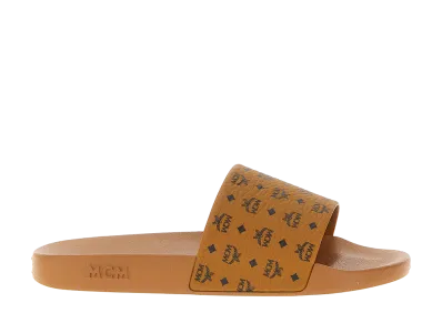 MCM All-Over Monogram Slides "Brown"