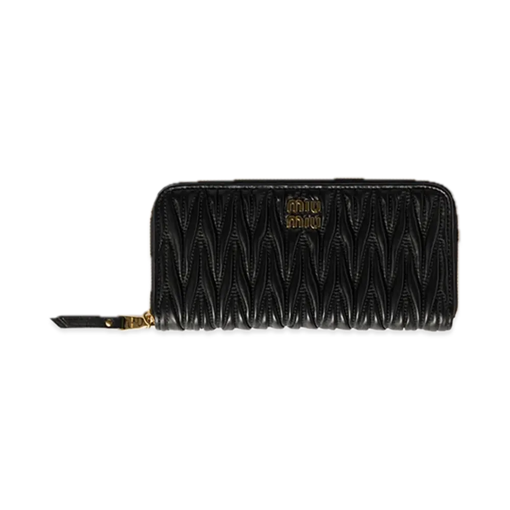MIU MIU Large Matelasse Nappa Leather Wallet "Black"