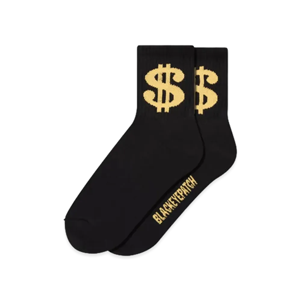BlackEyePatch Dollar Sign Socks "Black/Yellow"