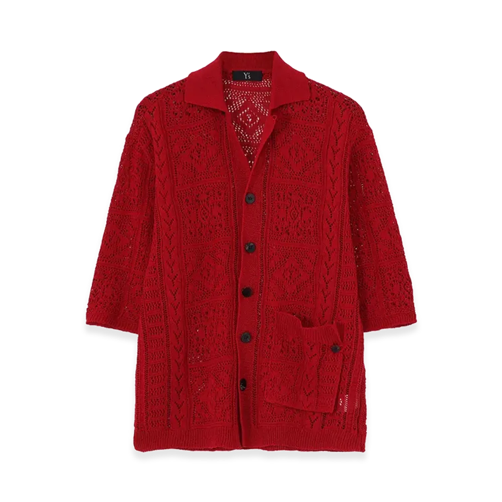 Y's Mexican Tile Pattern Knit Shirt "Red"