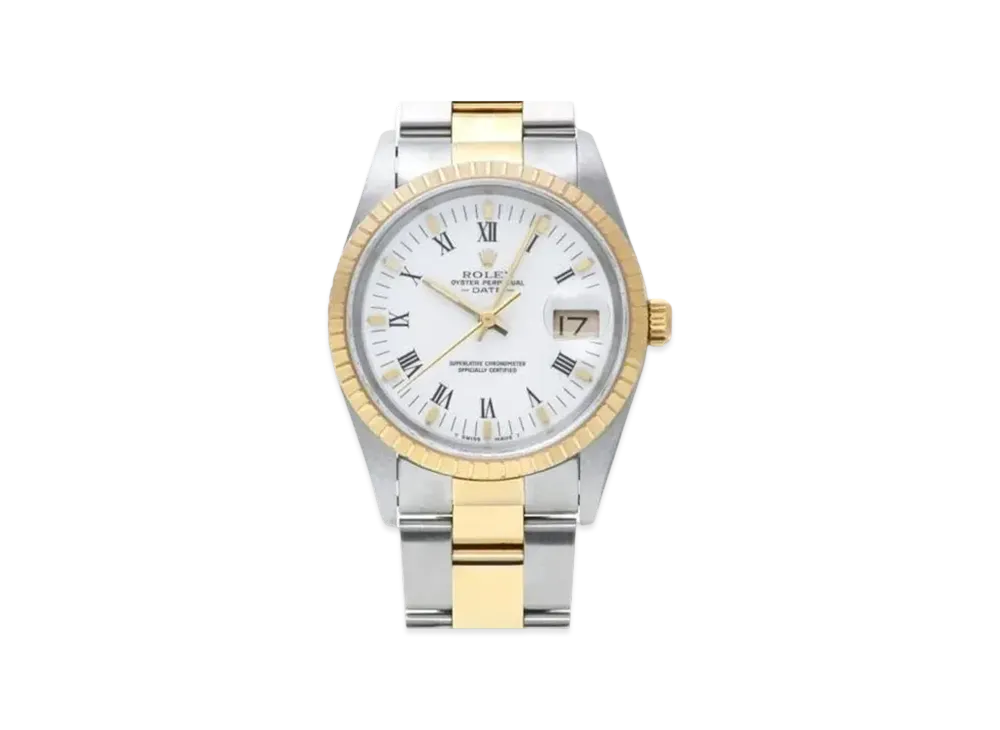 ROLEX Oyster Perpetual Date "White Roman/Stainless Steel/Yellow Gold"