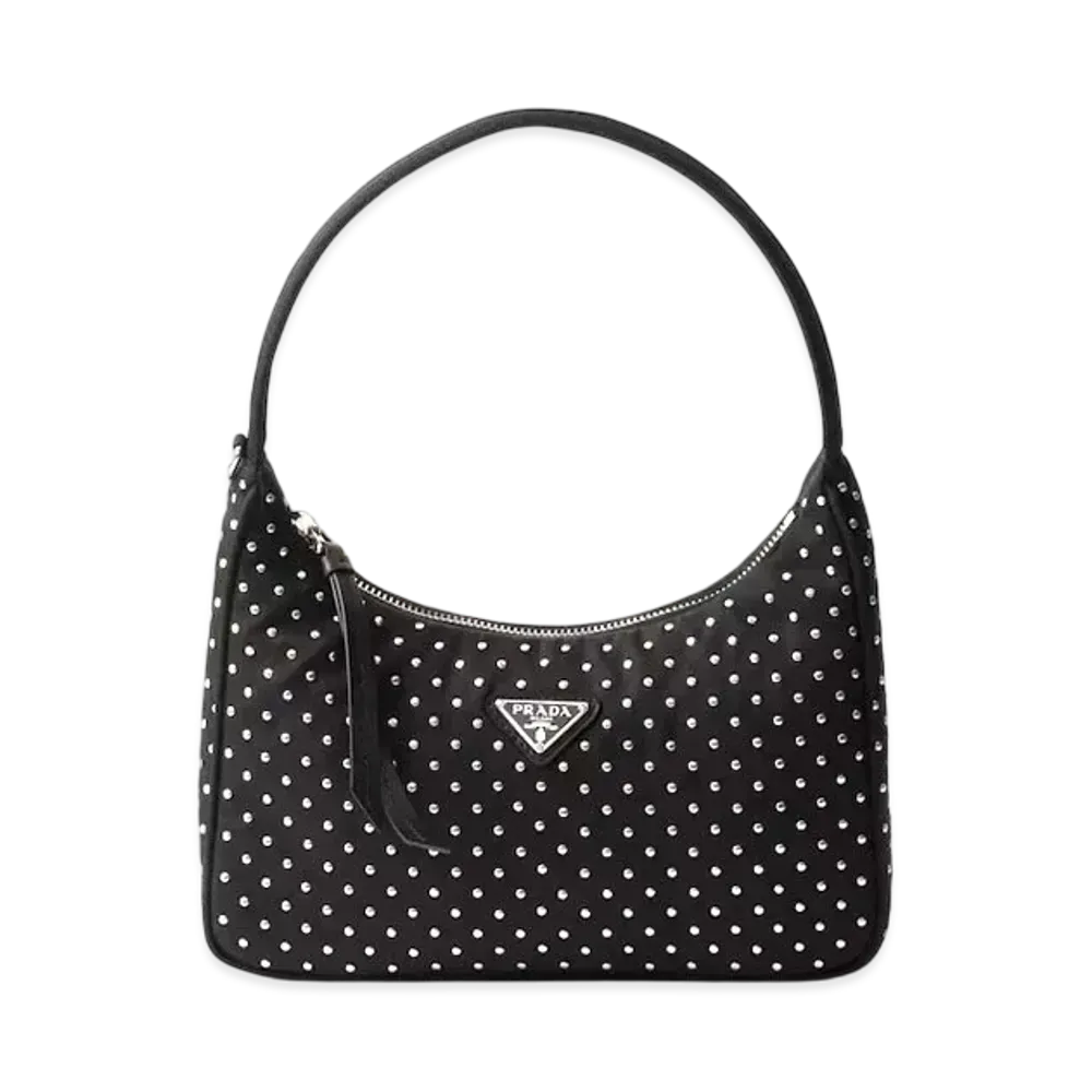 PRADA Re-Nylon Mini Bag with Studs "Black"