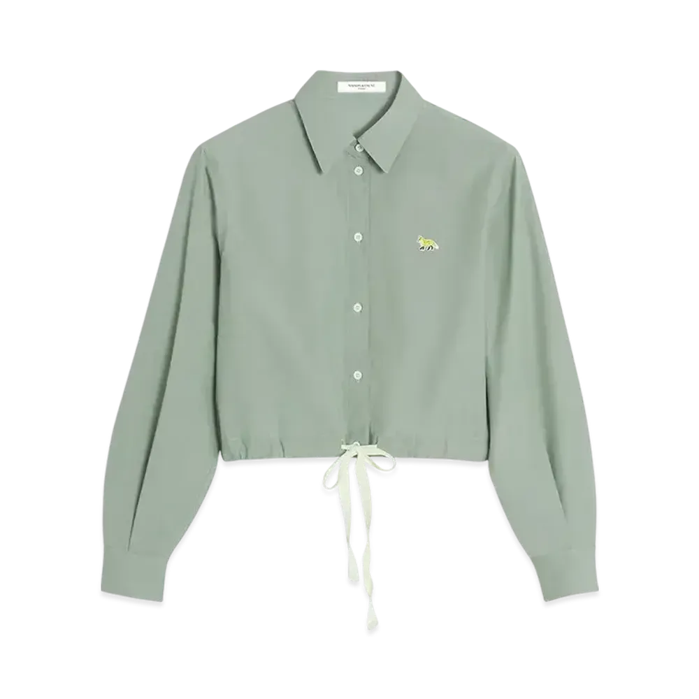 Maison Kitsune Drawstring Cropped Shirt "Vert De Gris"