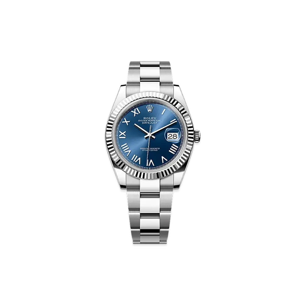 ROLEX Datejust 41 Oystersteel & White Gold "Bright Blue"