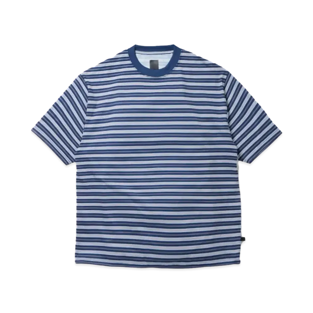 DAIWA PIER39 Tech Drawstring Multi Border S/S Tee "Navy x Gray"