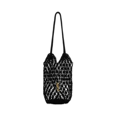 Saint Laurent Women's Mesh Large Cassandre Bucket Bag "Black"
