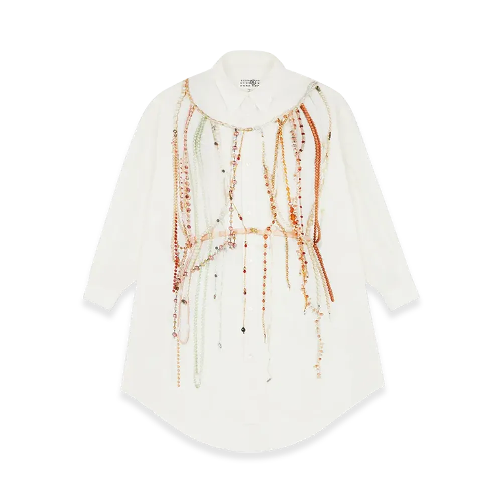 MM6 Maison Margiela Women's Pearl Shirt Dress "White"