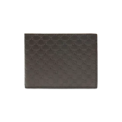 GUCCI Micro Guccissima Bi-fold Wallet "Dark Brown"