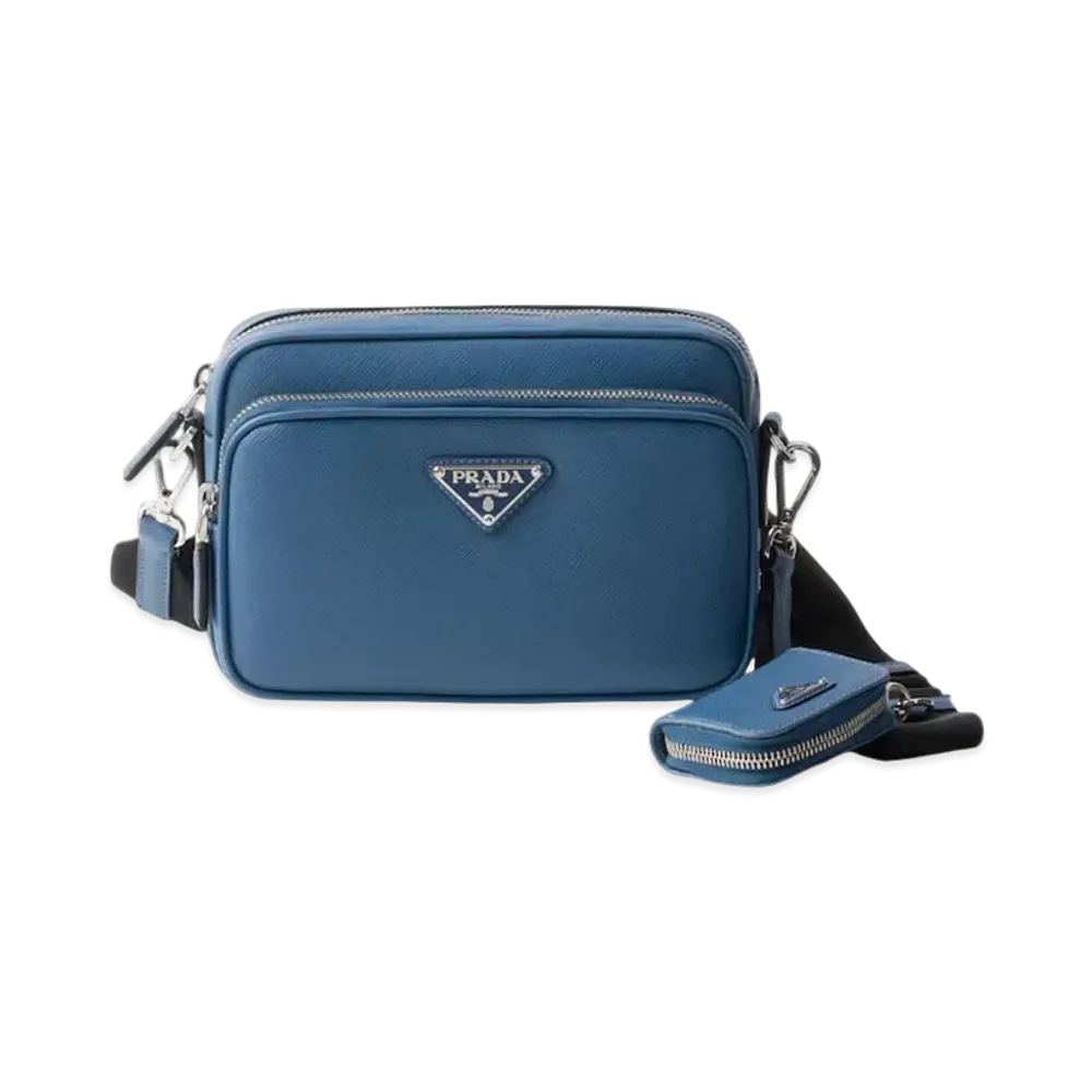 PRADA Saffiano Leather Shoulder Bag "Blue"