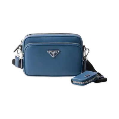 PRADA Saffiano Leather Shoulder Bag "Blue"