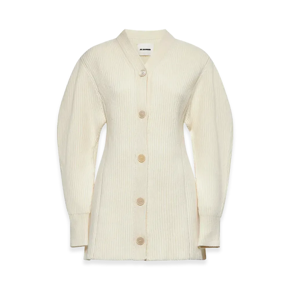 Jil Sander Women's Ribbed Cardigan "White"