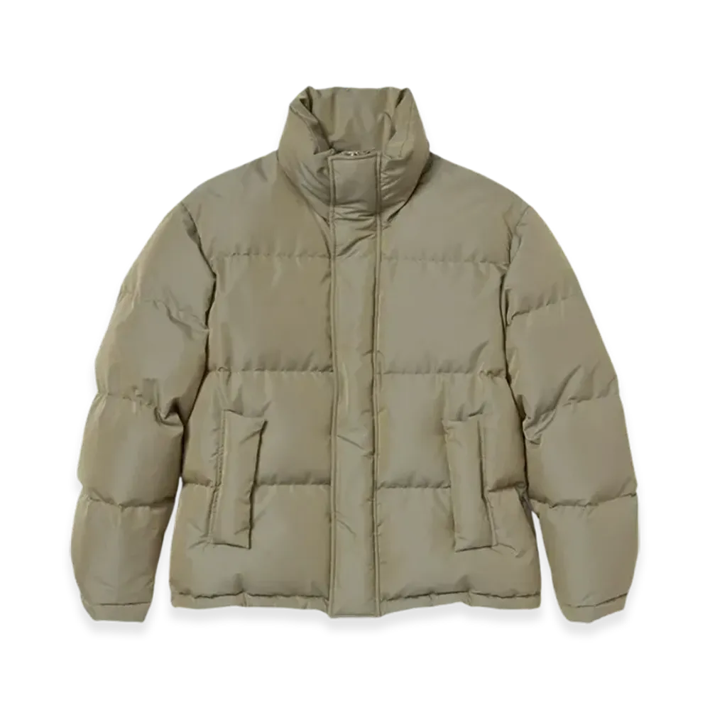 AURALEE Finx Polyester Chambray Down Coat "Olive Khaki Chambray"